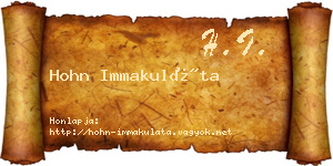 Hohn Immakuláta névjegykártya